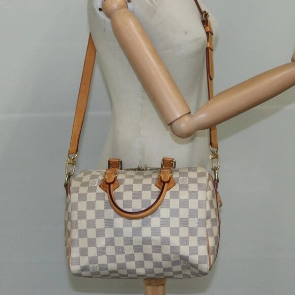 LOUIS VUITTON Damier Azur Speedy Bandouliere 25 Hand Bag N41000 LV Auth 110764 - Picture 3 of 16